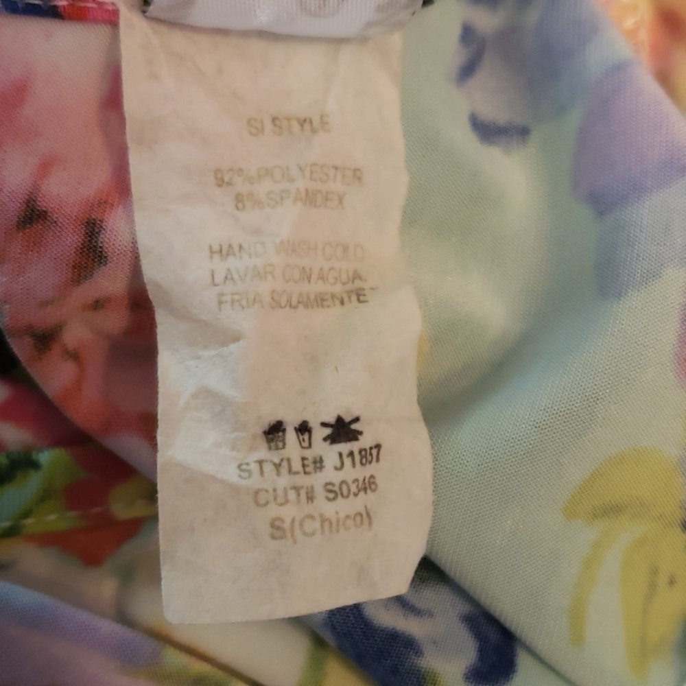 Romper By Giddy Up Glamour Aqua Floral & Lace S Flared Sleeves Spandex Euc — image 5 of 8